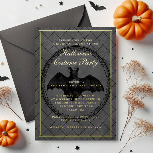 Invitation En Aluminium Élégante chauve-souris gothique Halloween Costume