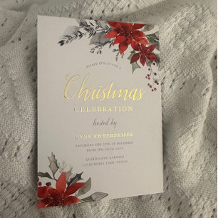 Invitation En Aluminium Élégante entreprise moderne fête de Noël Or