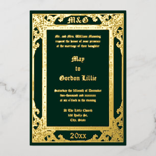 Invitation En Aluminium Élégante époque victorienne 1877