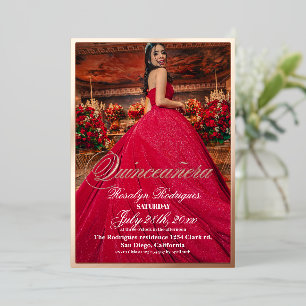 Invitation En Aluminium Élégante et moderne Photo de Quinceanera en Or 