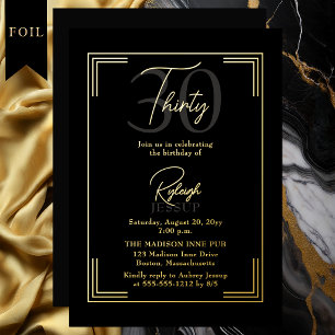 Invitation En Aluminium Élégante Fête Art Déco pour 30 ans d'anniversaire