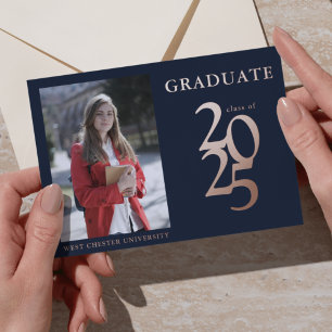 Invitation En Aluminium Élégante fête de graduation photo moderne 2025