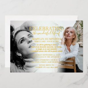 Invitation En Aluminium Élégante fête de la vie Photo Gold