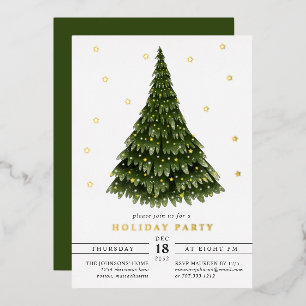 Invitation En Aluminium Élégante Fête de Noël en Papier d'Aluminium Classi