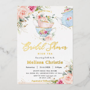Invitation En Aluminium Élégante fête de thé floral rose mariage en l'honn