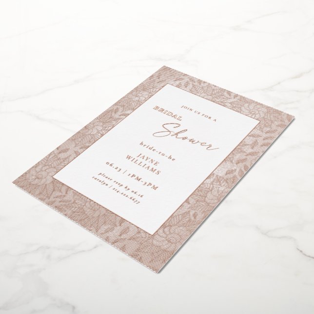 Invitation En Aluminium Élégante Fête des mariées Rose Gold (Rotation)