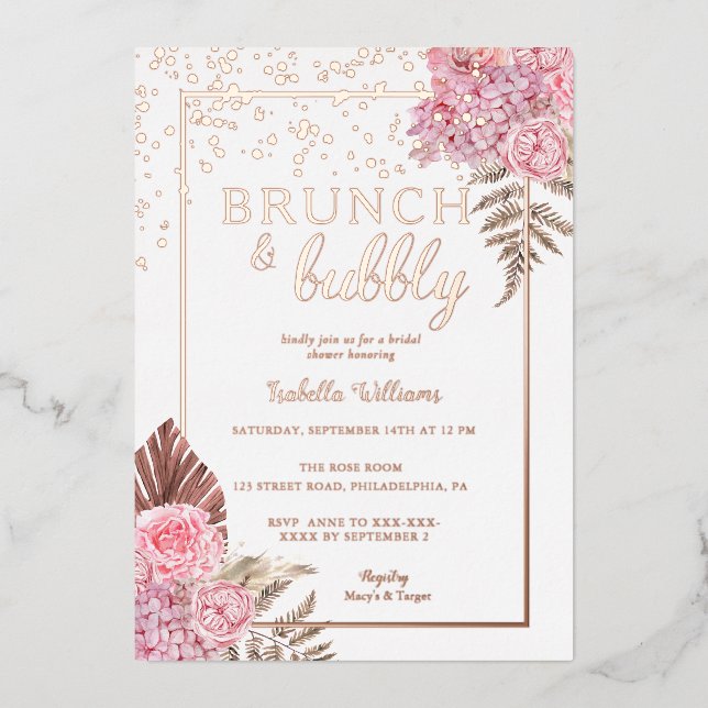 Invitation En Aluminium Elégante Fête des mariées Rose Gold Boho (Recto)