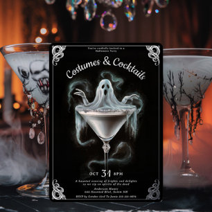 Invitation En Aluminium Élégante fête d'Halloween Ghost Martini