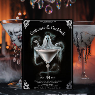 Invitation En Aluminium Élégante fête d'Halloween Ghost Martini