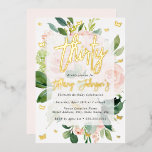 Invitation En Aluminium Élégante floraison rose rose 30e<br><div class="desc">Plus Jolies invitations d'anniversaire dans le Little Bayleigh Store!</div>