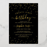 Invitation En Aluminium Elégante Gold Black Foil Calligraphie 21e annivers<br><div class="desc">Plus joli 21st Birthday Invitations dans le Little Bayleigh Store!</div>