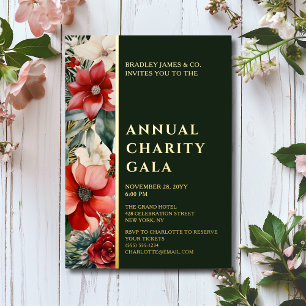 Invitation En Aluminium Elégante Gold Foil Floral Charity Event Gala Party