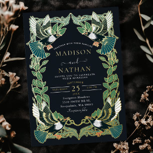 Invitation En Aluminium Élégante Mariage Art nouveau Magpie