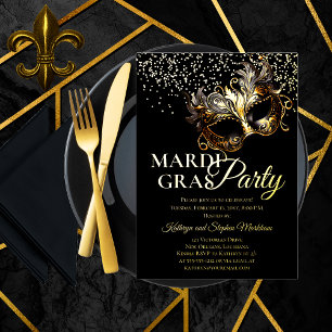 Invitation En Aluminium Elégante Masquerade Masque Mardi Gras Party