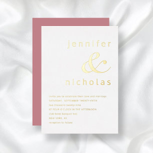 Invitation En Aluminium Elégante mousse rose Dusty et or Mariage