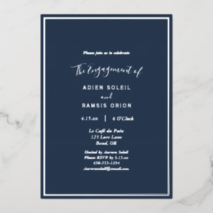 Invitation En Aluminium Élégante partie d'engagement en argent de la marin