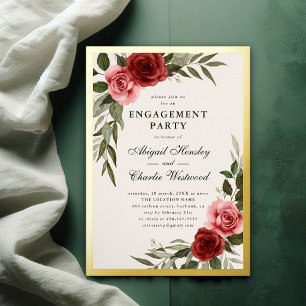 Invitation En Aluminium Élégante Partie Vintage d'engagement floral