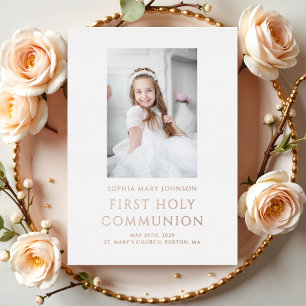 Invitation En Aluminium Elégante photo First Communion Gold