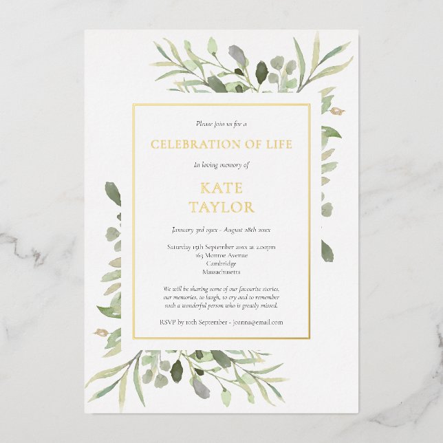Invitation En Aluminium Élégante photo Funérailles Célébration de la vie G (Recto)