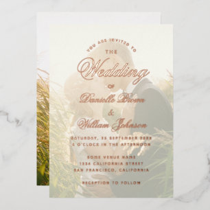 Invitation En Aluminium Élégante Photo Transparente Mariage Calligraphie