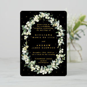 Invitation En Aluminium Elégante Réception Black Snowberry+Eucalyptus Seul