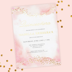 Invitation En Aluminium Elégante Rose Doré Anniversaire de Quinceañera