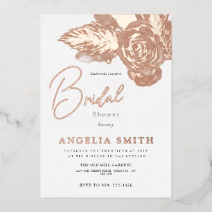 Invitation En Aluminium Élégante Rose Gold Florale Mariage Réel