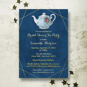 Invitation En Aluminium Elégante Teapot Fête des mariées Tea Party Real