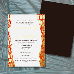 Invitation En Aluminium Élégante Typographie de l'Amour Vermillon Mariage