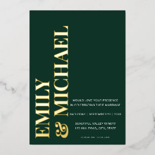 Invitation En Aluminium Élégante typographie en gras Emerald Minimal Maria