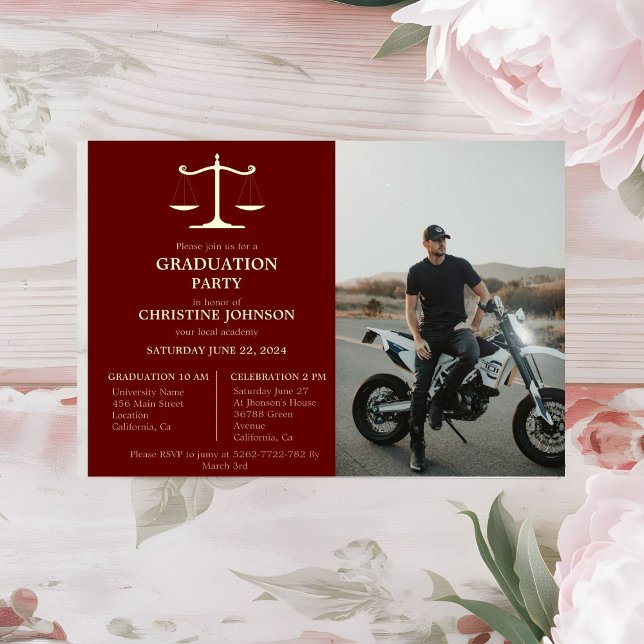 Invitation En Aluminium Élégante Typographie Law School Graduation Party (Créateur téléchargé)