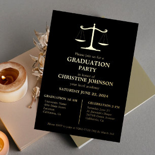 Invitation En Aluminium Élégante Typographie Law School Graduation Party