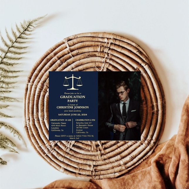 Invitation En Aluminium Élégante Typographie Law School Graduation Party (Créateur téléchargé)
