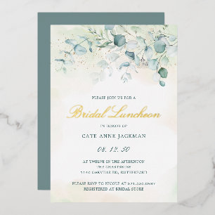 Invitation En Aluminium Élégante verdure Eucalyptus Bridal Luncheon Gold