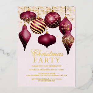 Invitation En Aluminium Élégantes décorations de Noël en Bourgogne et Or p
