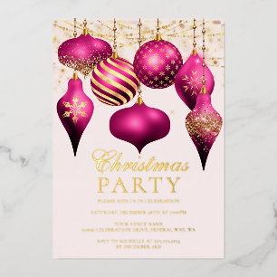 Invitation En Aluminium Élégantes décorations dorées rose vif pour la fête