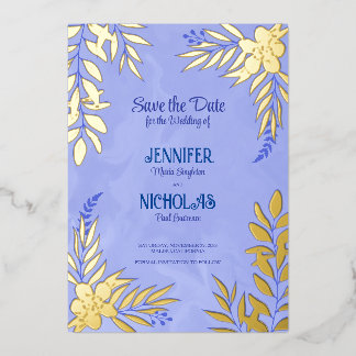 Invitation En Aluminium Élégantes fleurs et feuilles ornements pour mariag
