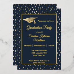 Invitation En Aluminium Élégantes gouttes de pluie dorées Fête de remise d
