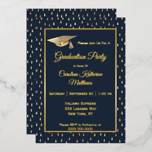 Invitation En Aluminium Élégantes gouttes de pluie dorées Fête de remise d