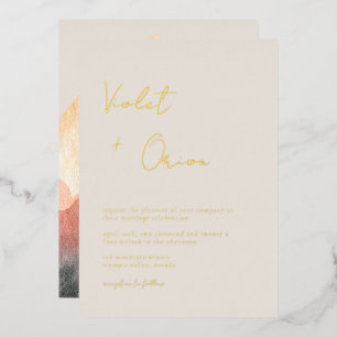 Invitation En Aluminium Élégantes Montagnes Mariage Or
