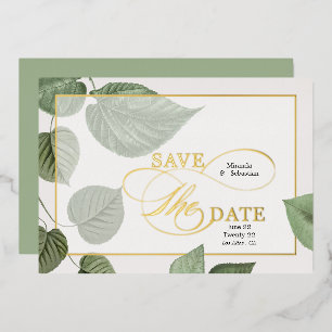 Invitation En Aluminium Élégants Feuilles de printemps Enregistrer la date