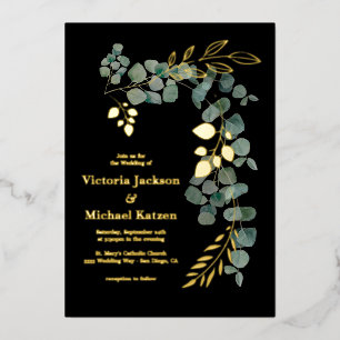 Invitation En Aluminium Élégants feuilles d'Eucalyptus