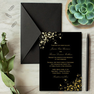 Invitation En Aluminium Élégants Tourbillons Mariage Classique Réel