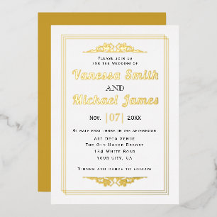 Invitation En Aluminium Éléments vintage et typographie mariage or