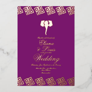 Invitation En Aluminium Éléphant d'Ankara africain violet Mariage Pressé  