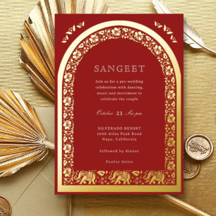 Invitation En Aluminium Éléphant et fleur de lotus Sangeet indien en or
