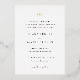 Invitation En Aluminium Eliana Monogramme Mariage classique