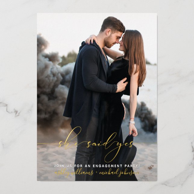 Invitation En Aluminium Elle A Dit Oui Photo Moderne (Recto)