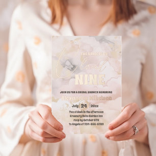 Invitation En Aluminium Elle est sur un nuage 9 Rose Gold Élégant Baby Sho