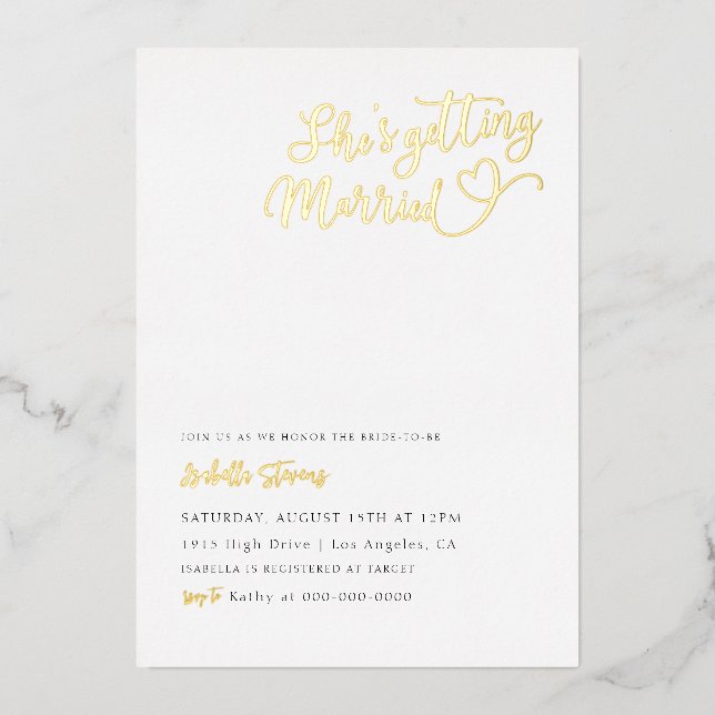 Invitation En Aluminium Elle se marie Fête des mariées cardiaque (Recto)